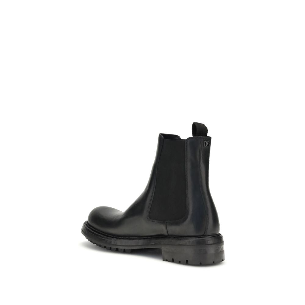 Dolce &amp; Gabbana Bos Taurus Chelsea Boots aus schwarzem Kalbsleder