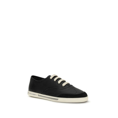 Dolce &amp; Gabbana Bos Taurus Low Top Sneakers aus schwarzem Kalbsleder