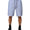 Dolce & Gabbana Light Blue Linen Mid Waist Men Bermuda Shorts