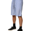Dolce & Gabbana Light Blue Linen Mid Waist Men Bermuda Shorts