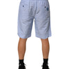 Dolce & Gabbana Light Blue Linen Mid Waist Men Bermuda Shorts