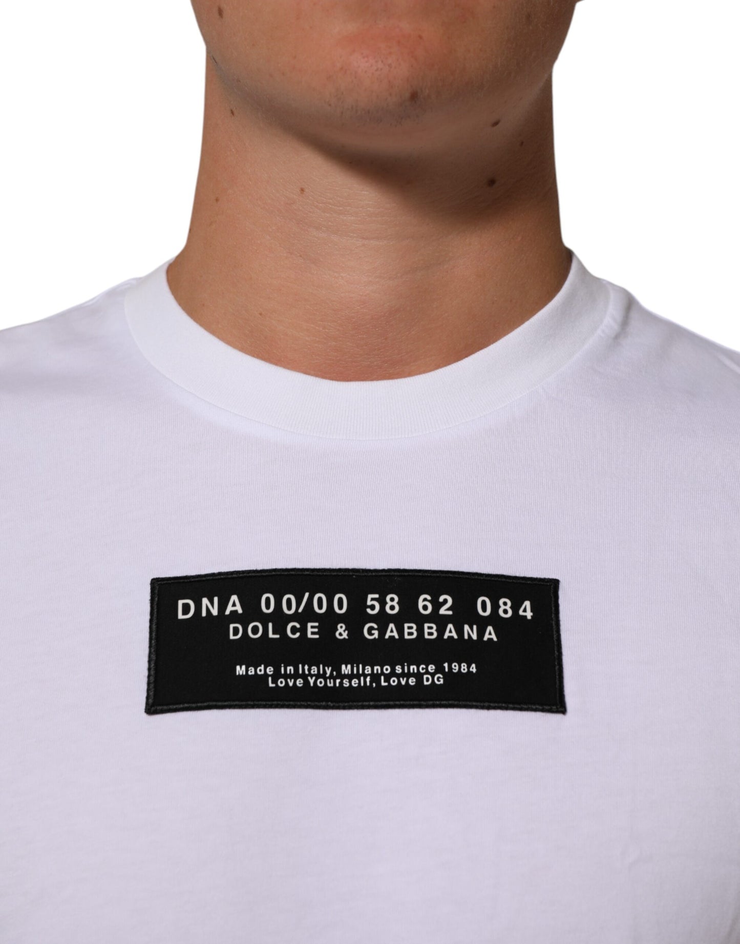 Dolce &amp; Gabbana Weißes Baumwoll-T-Shirt mit Logoprint und Rundhalsausschnitt für Herren
