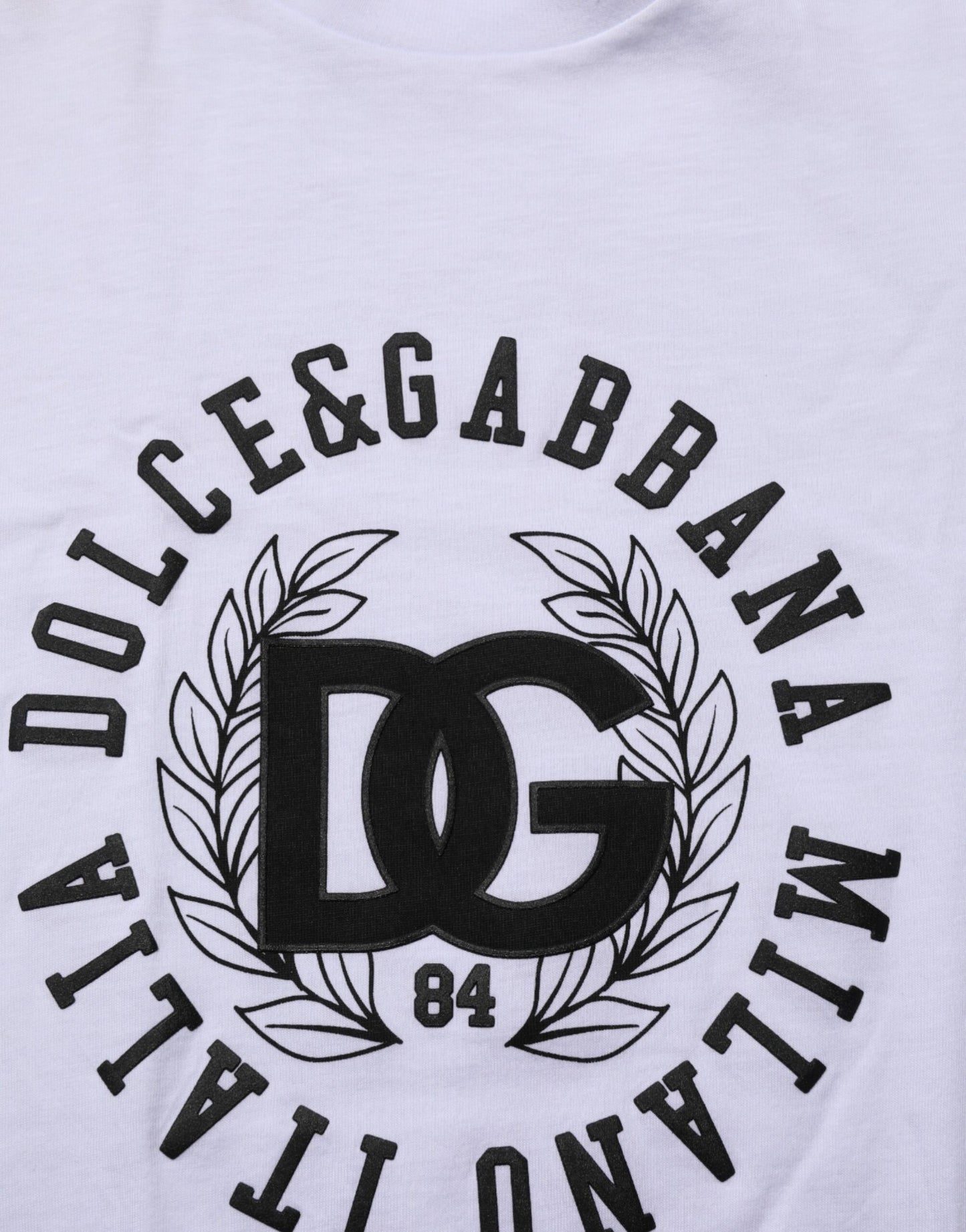 Dolce &amp; Gabbana Weißes Baumwoll-T-Shirt mit Logoprint und Rundhalsausschnitt