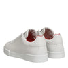 Dolce & Gabbana White Leather Lace Up Low Top Sneakers Shoes