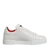 Dolce & Gabbana White Leather Lace Up Low Top Sneakers Shoes