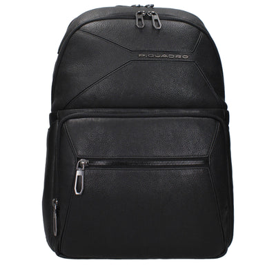 Piquadro Black Leather Backpack