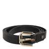 GF Ferre Black Leather Slim Gold Tone Buckle Waist Men Belt