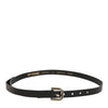 GF Ferre Black Leather Slim Gold Tone Buckle Waist Men Belt
