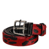 Dolce & Gabbana Red Black Pony Leather Metal Buckle Men Belt