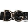 Dolce & Gabbana Black Exotic Leather DG Logo Buckle Belt