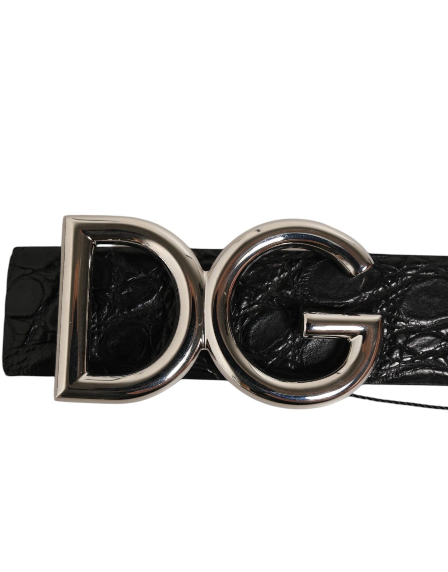 Dolce & Gabbana Black Exotic Leather DG Logo Buckle Belt