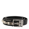 Dolce & Gabbana Black Leather Studded Silver-Tone Buckle Belt
