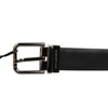 Dolce & Gabbana Black Leather Studded Silver-Tone Buckle Belt