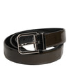 Dolce & Gabbana Brown Glossy Leather Classic Metal Buckle Belt
