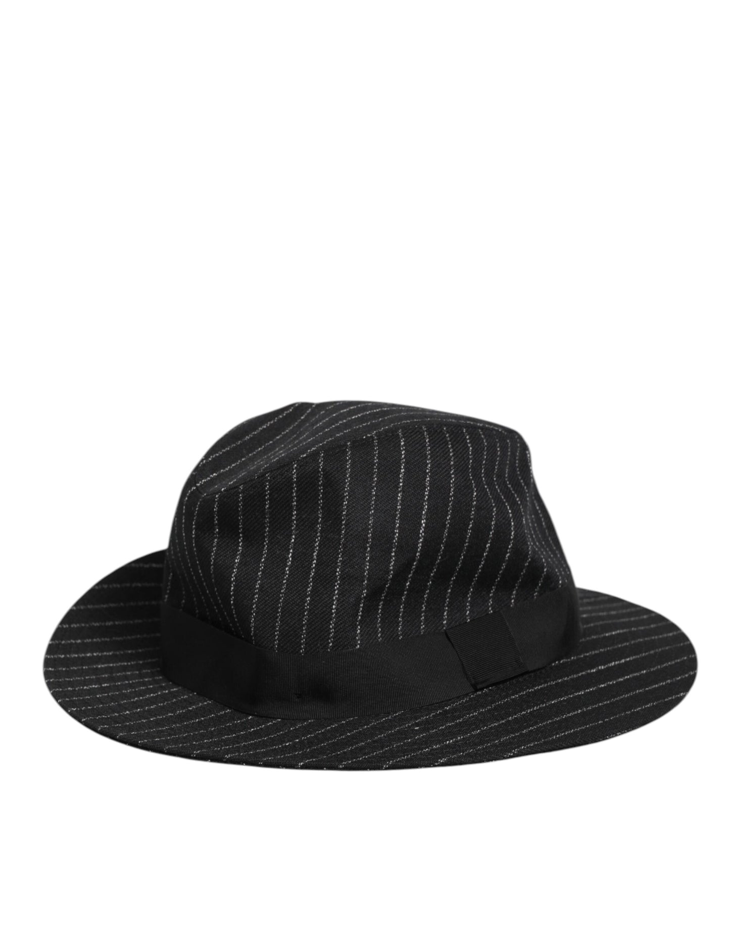 Dolce & Gabbana Black Striped Virgin Wool Men Fedora Capello Hat
