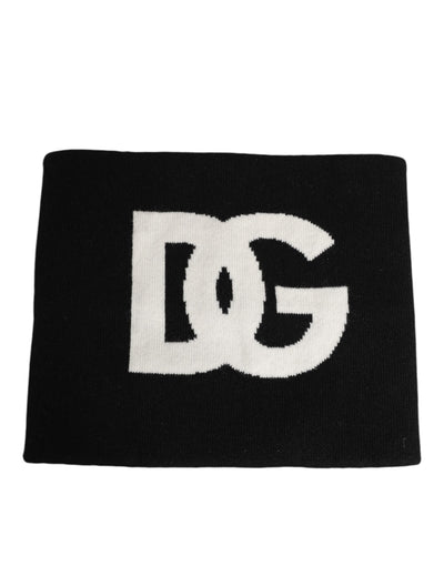 Dolce & Gabbana Black D&G Logo Cashmere Knitted Men One Size Scarf