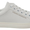 Dolce & Gabbana White Suede Leather Low Top Sneakers Shoes