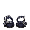 Ganni Blue Fabric Flat Sandals