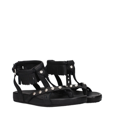 Isabel Marant Black Leather Flat Sandals