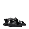 Versace Black Leather Flat Sandals