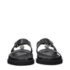 Versace Black Leather Flat Sandals