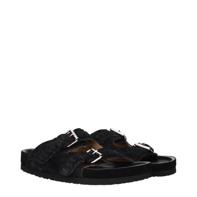 Isabel Marant Black Leather Slippers