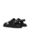Versace Black Leather Flat Sandals