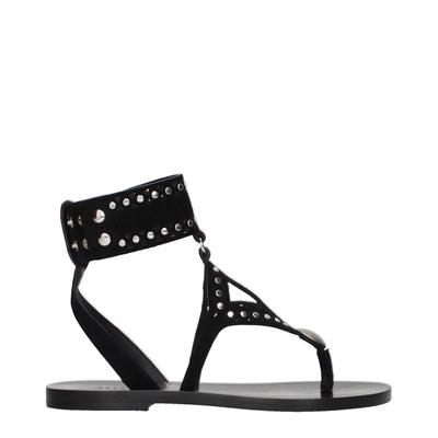 Isabel Marant Black Leather Flip-Flop Sandals