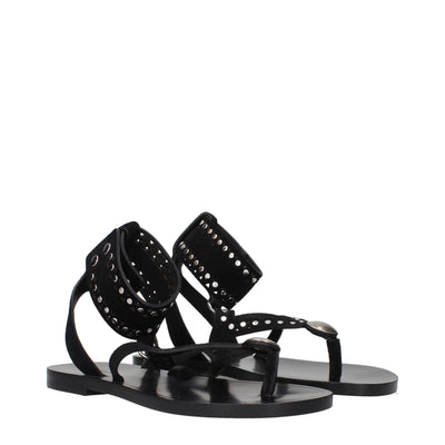 Isabel Marant Black Leather Flip-Flop Sandals