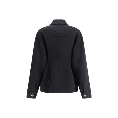 Max Mara Black Fleece Wool Coat