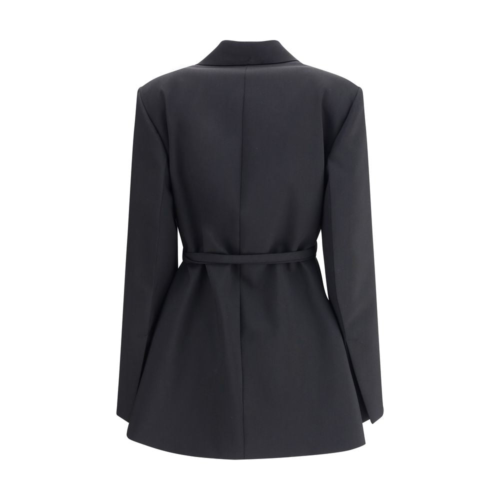 Max Mara Schwarze Fleece-Wolljacke in voller Länge
