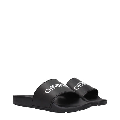 Off-White Black Cotton Slippers