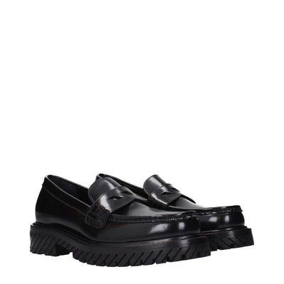 Off-White Black Leather Slip-On Loafers