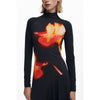 Desigual Black Cotton Women's Dress with Turtleneck and Long Sleeves