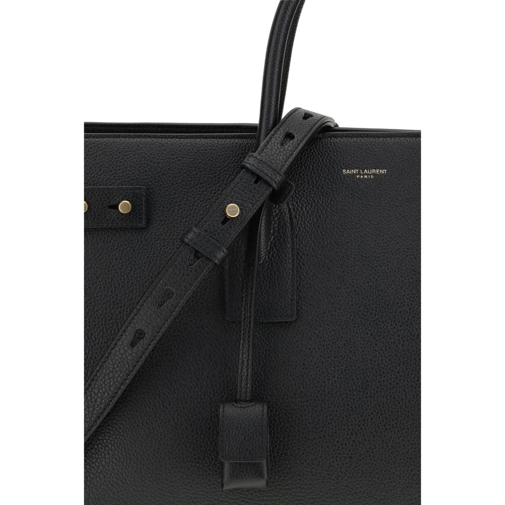 Saint Laurent Handtasche aus schwarzem Kalbsleder, Modell Bos Taurus