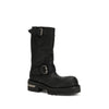 Balenciaga Black Calf Leather Bos Taurus Lace-Up Boots