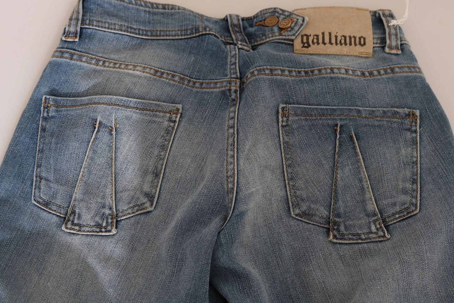 John Galliano Blaue, gewaschene, mittelhoch geschnittene Skinny-Jeans für den Freizeitstil