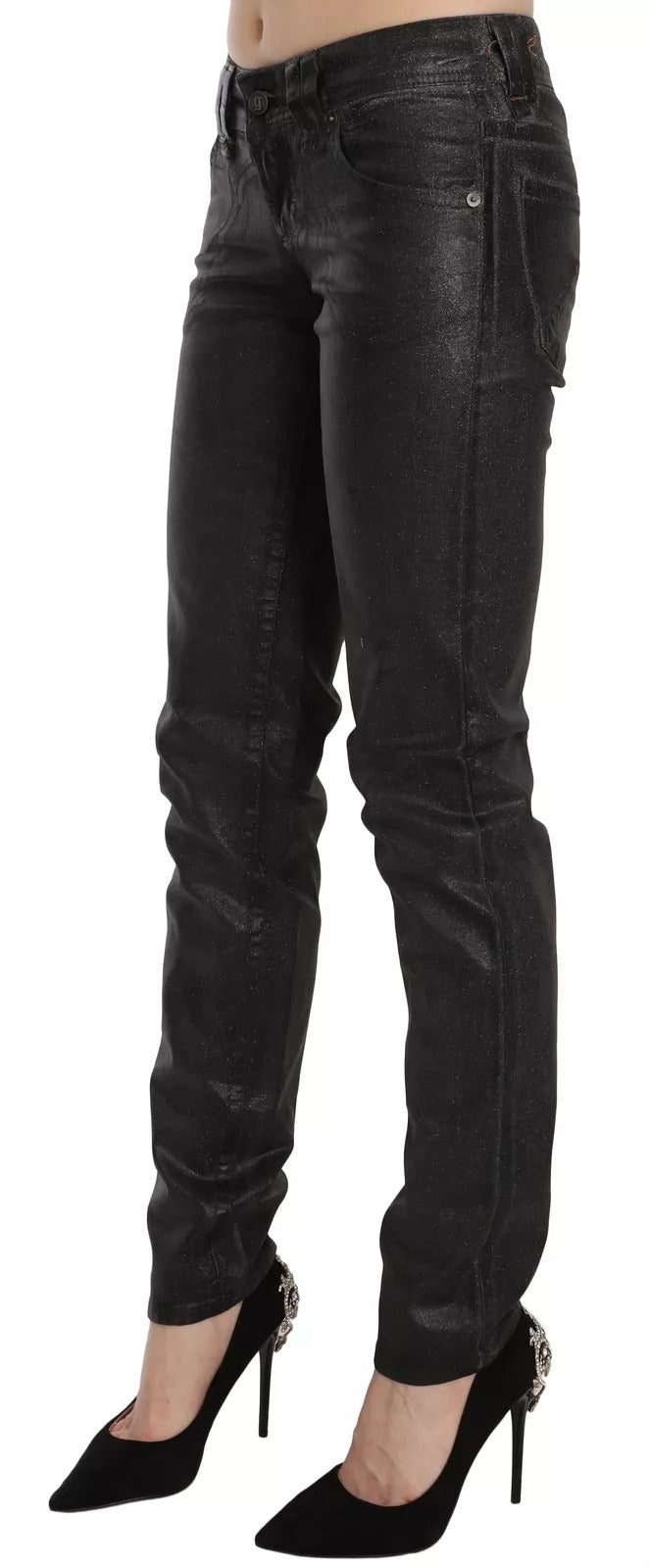 John Galliano Schwarze, gewaschene Jeans mit niedrigem Bund und normalem Bein