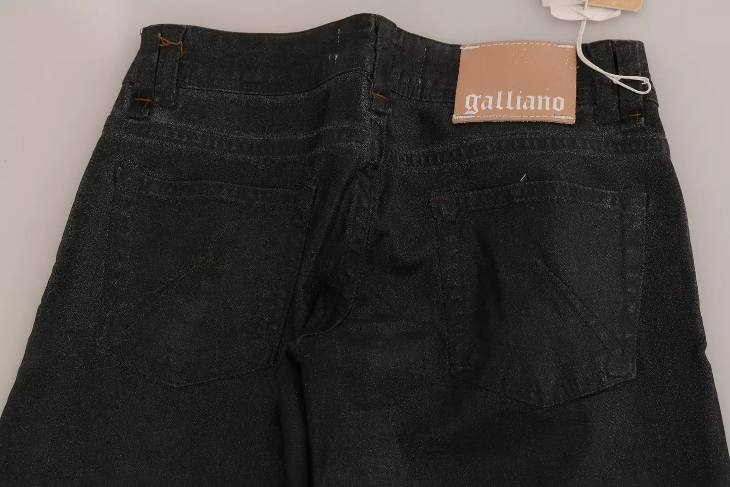 John Galliano Schwarze, gewaschene Jeans mit niedrigem Bund und normalem Bein