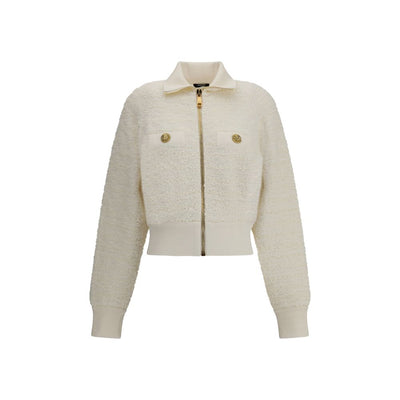 Balmain White Viscose Bomber