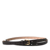 Dolce & Gabbana Black Leather Long Skinny Gold Metal Buckle Belt