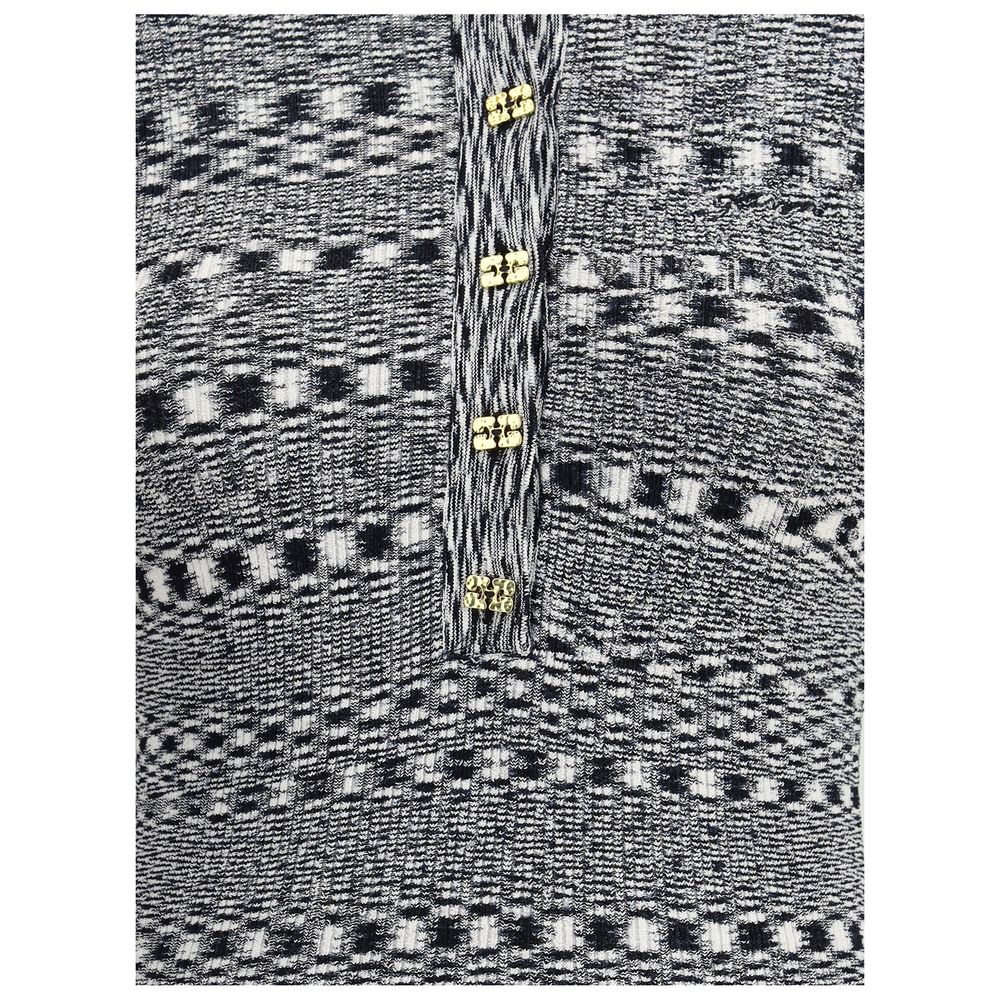 Ganni Polohemd aus schwarzer Viskose