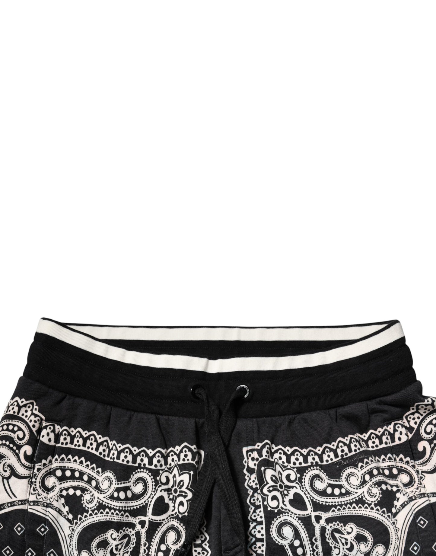 Dolce &amp; Gabbana Schwarze Baumwoll-Jogginghose mit Bandana-Muster