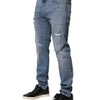 Dolce &amp; Gabbana Blaue, zerrissene Baumwoll-Slim-Jeans für Herren