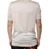 Dolce &amp; Gabbana Off-White Seiden-Henley-T-Shirt mit kurzen Ärmeln