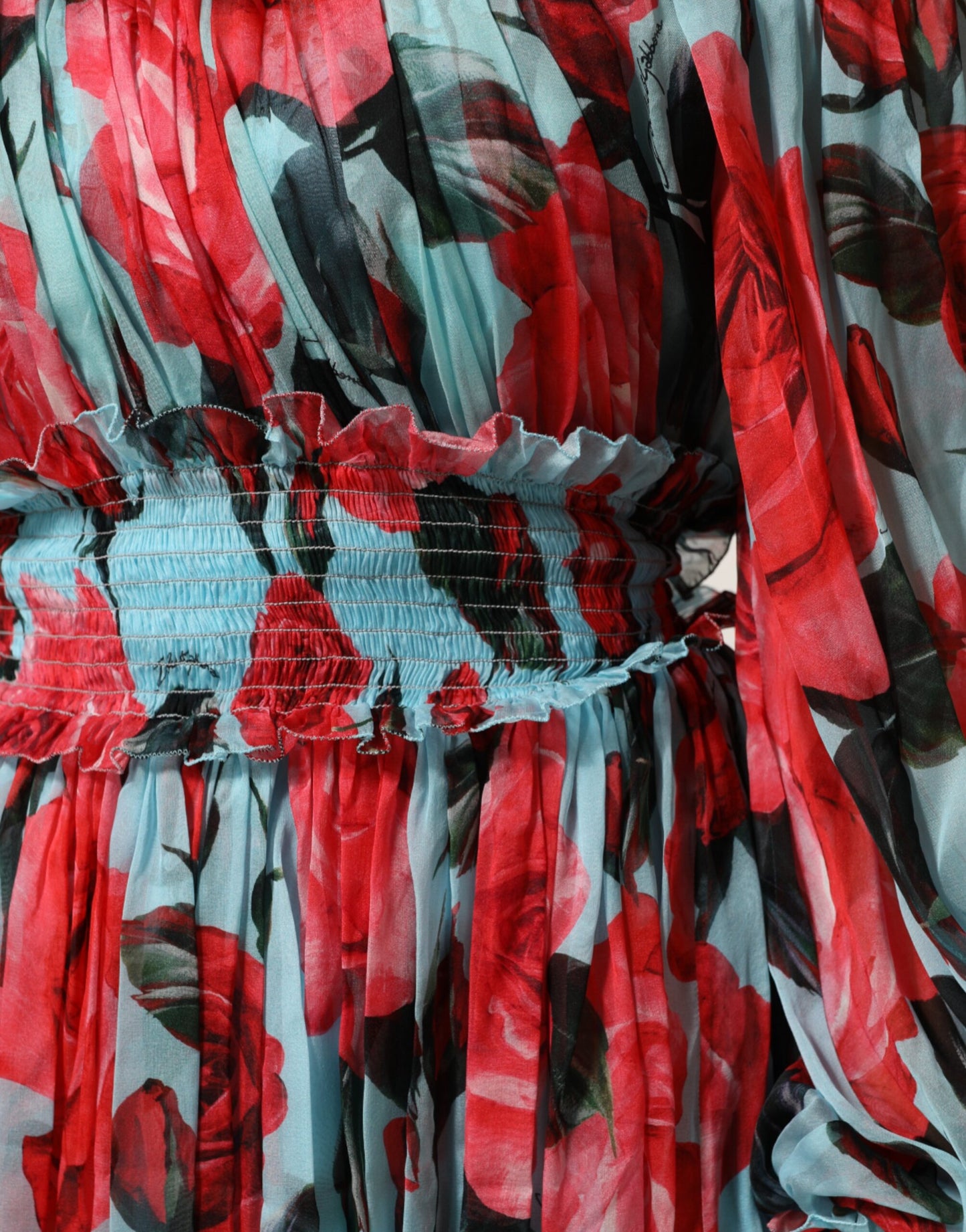 Dolce &amp; Gabbana Mehrfarbiges romantisches Seidenchiffonkleid mit Blumenmuster