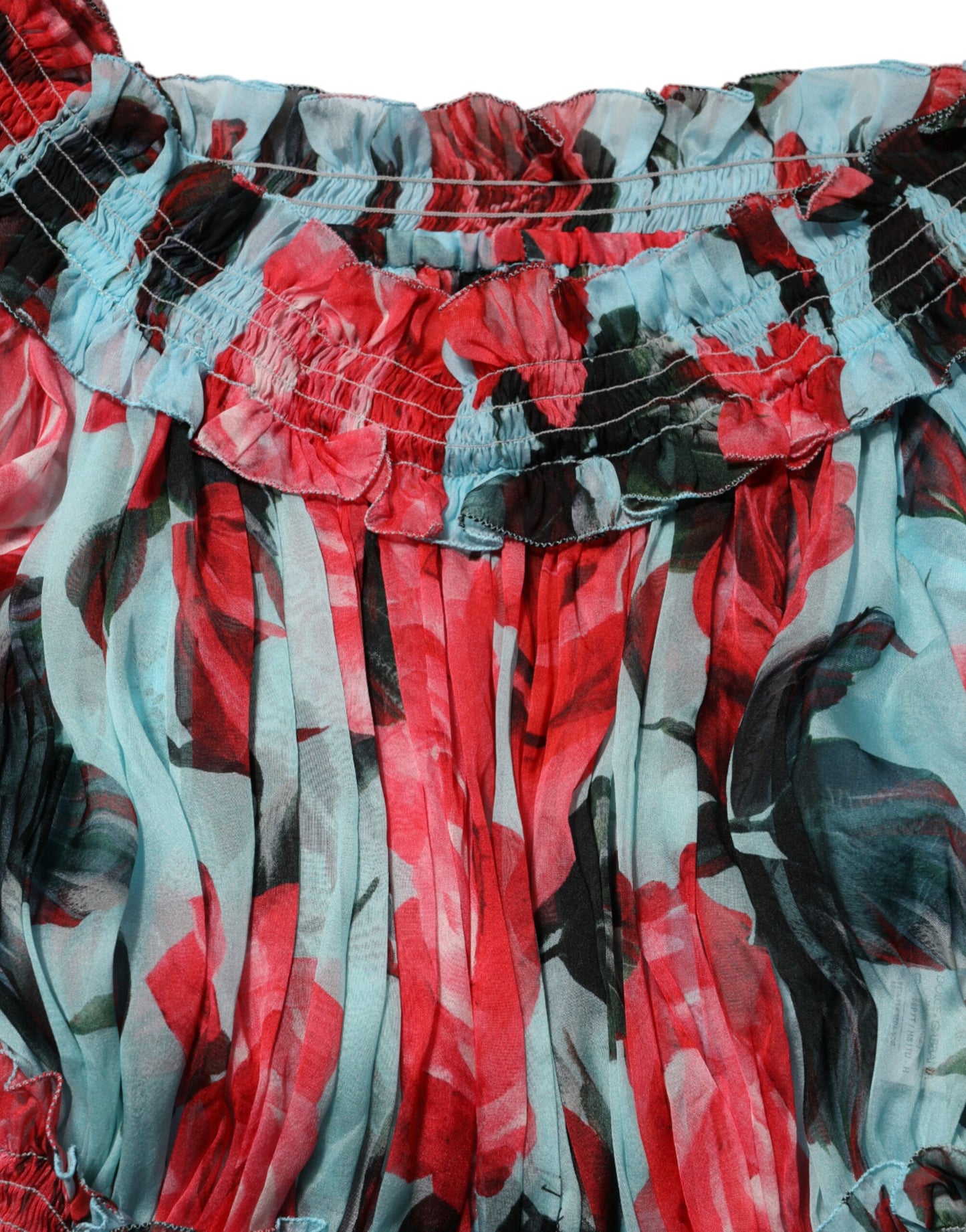 Dolce &amp; Gabbana Mehrfarbiges romantisches Seidenchiffonkleid mit Blumenmuster