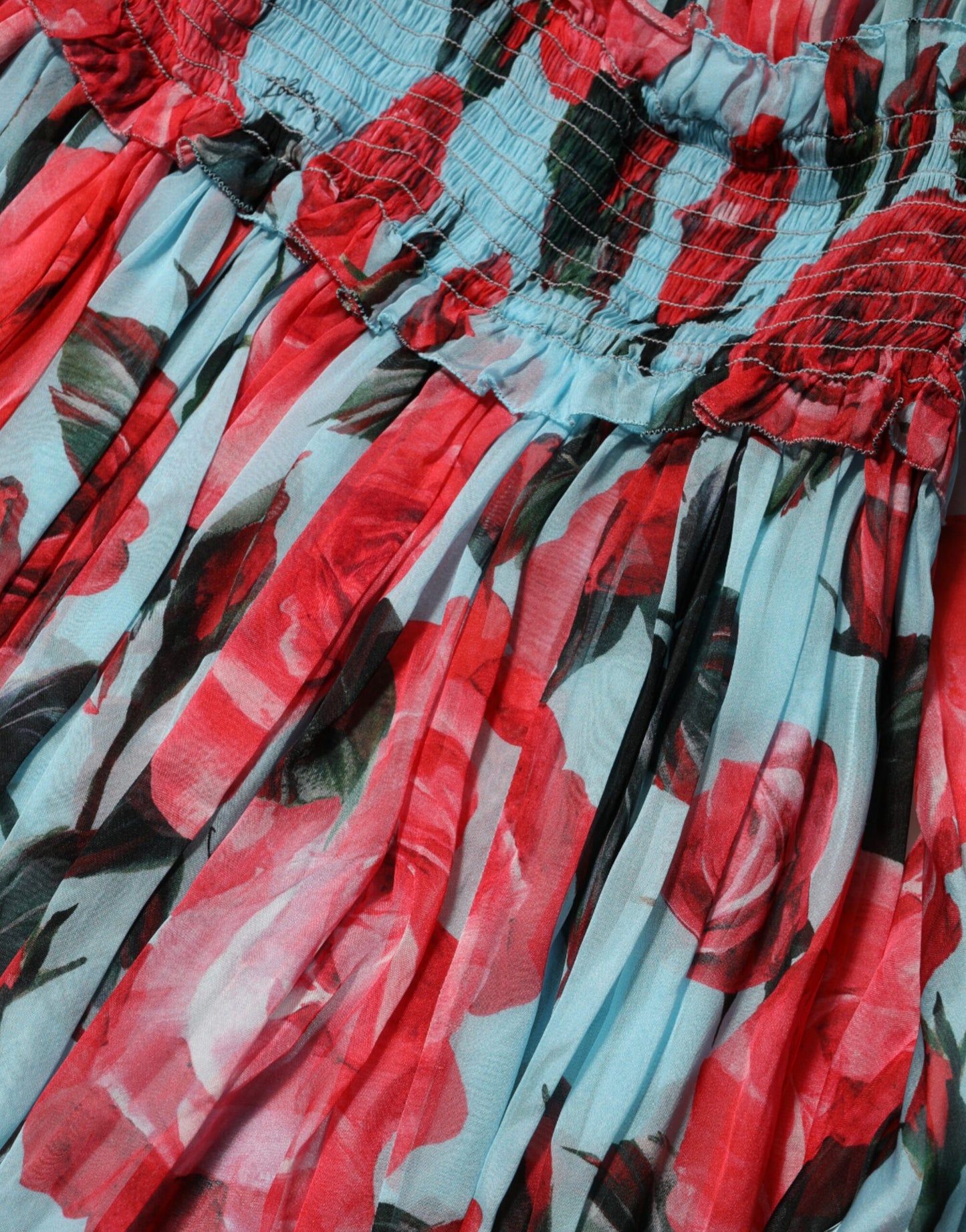 Dolce &amp; Gabbana Mehrfarbiges romantisches Seidenchiffonkleid mit Blumenmuster