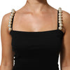 Dolce & Gabbana Black Faux Pearl Cotton Sheath Mini Dress