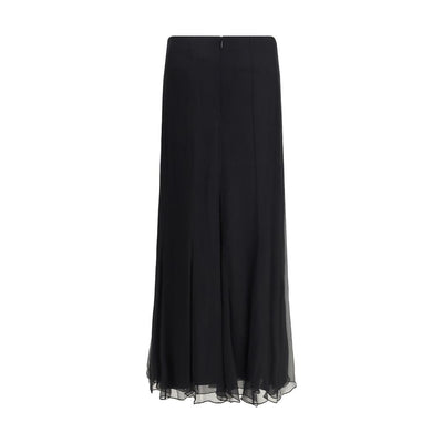 Chloé Black Silk Long Skirt